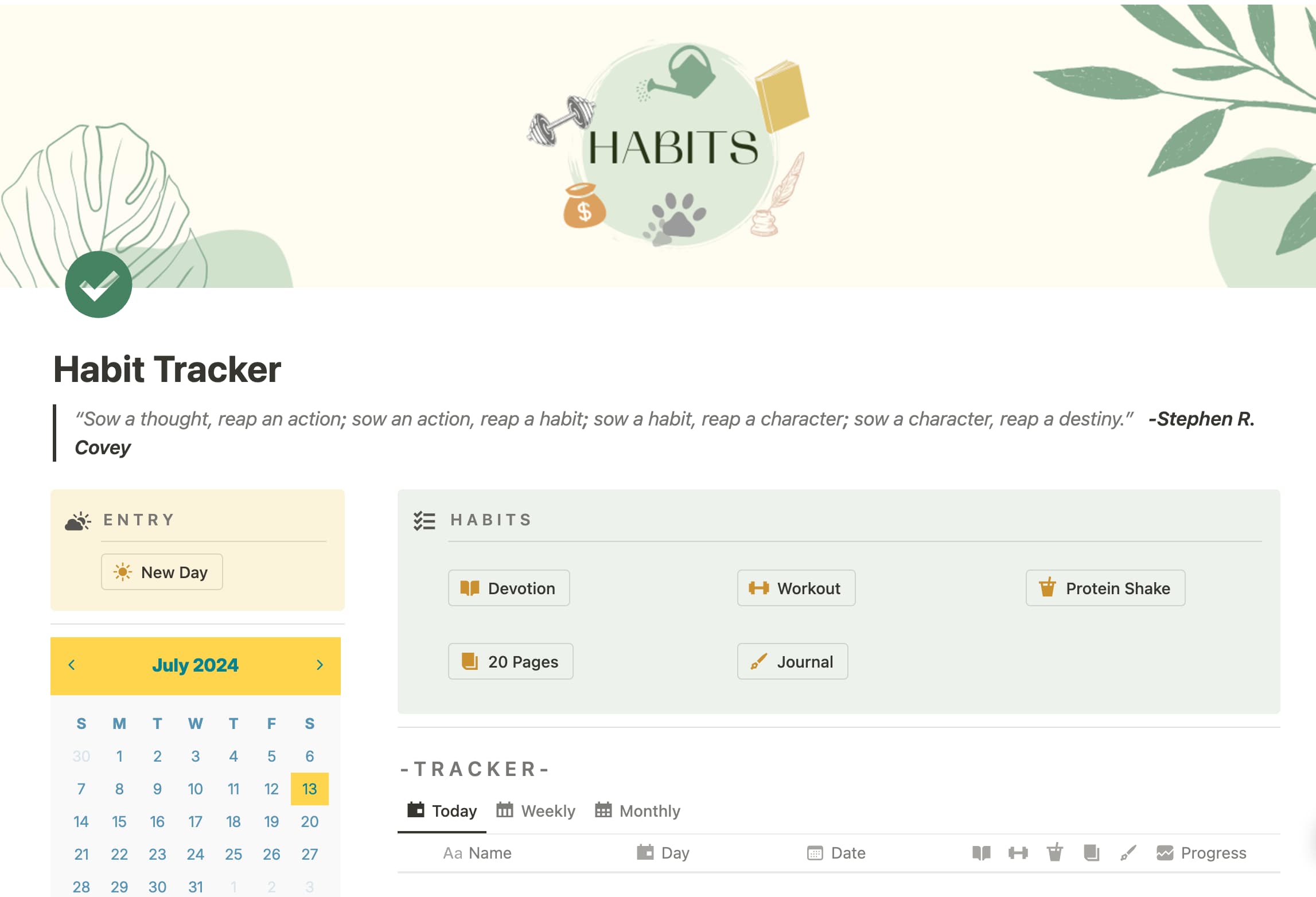 Notion Habit Tracker With 