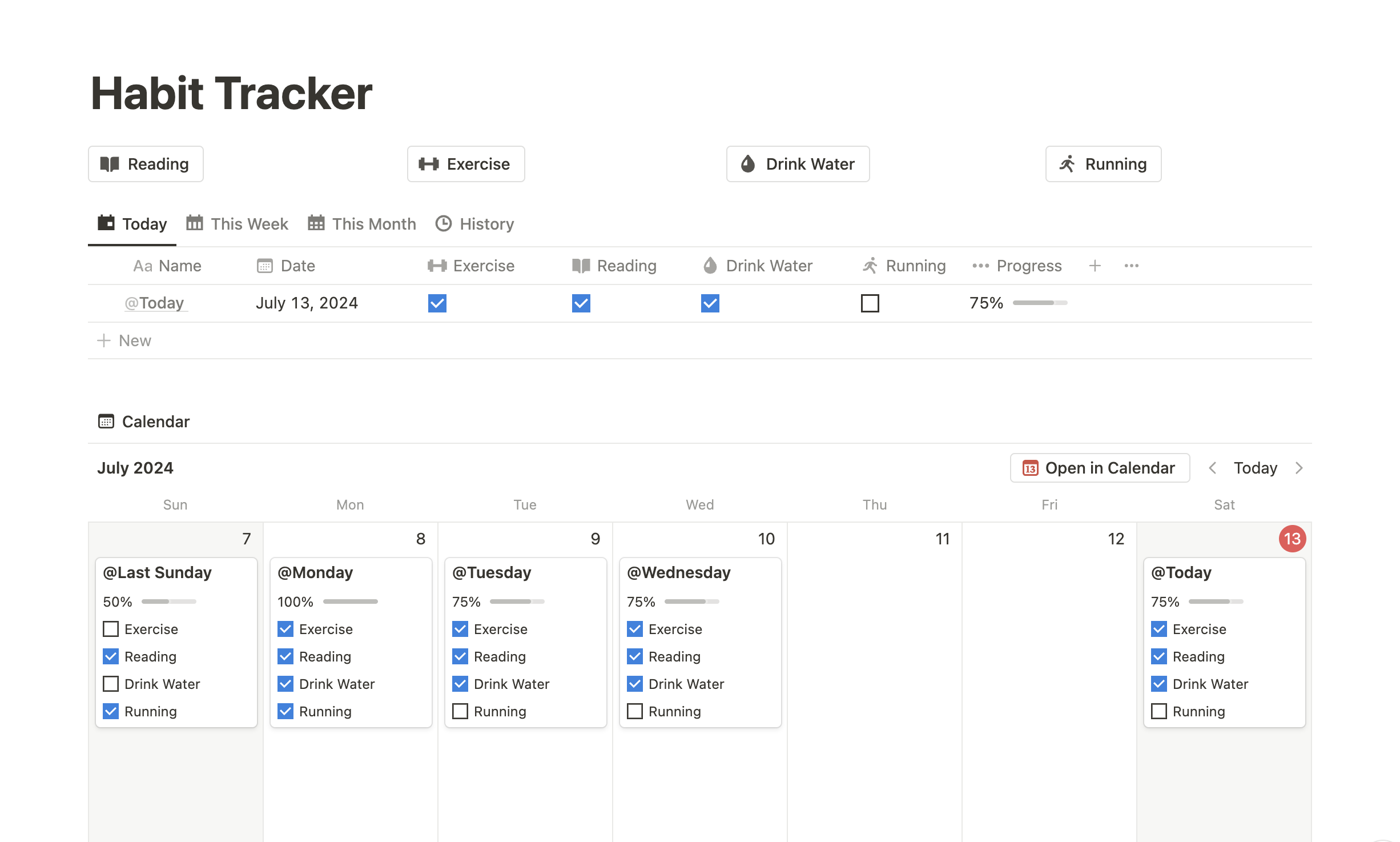 Notion Habit Tracker With Progress Bar